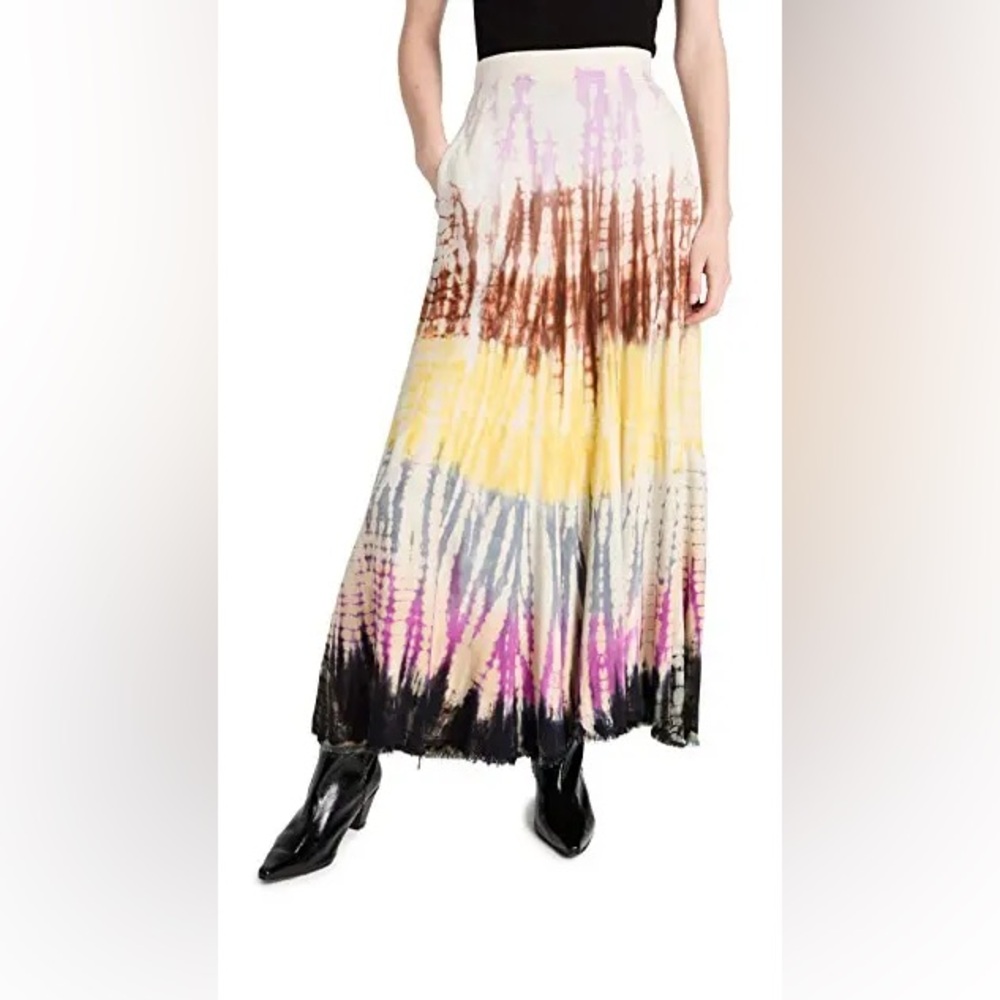 New! Raquel Allegra Frida Tie Dye Pink, Brown & Yellow Midi Skirt 💛 Small NWT!! - Picture 10 of 16